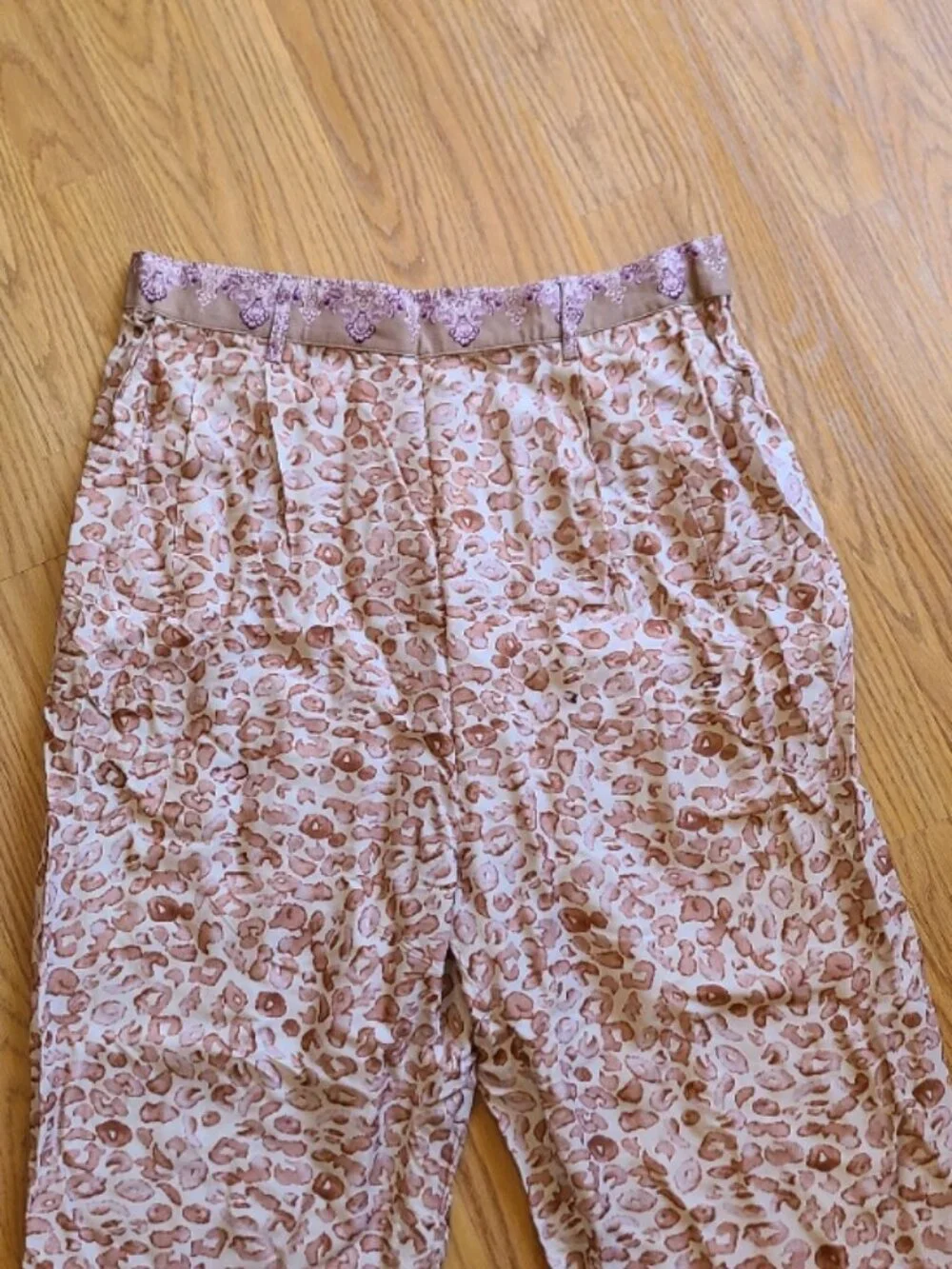 NEW NWT! ANTHROPOLOGIE OLLARI CHEETAH LEOPARD PAISLEY CUFFED PANTS BOHO sz XL